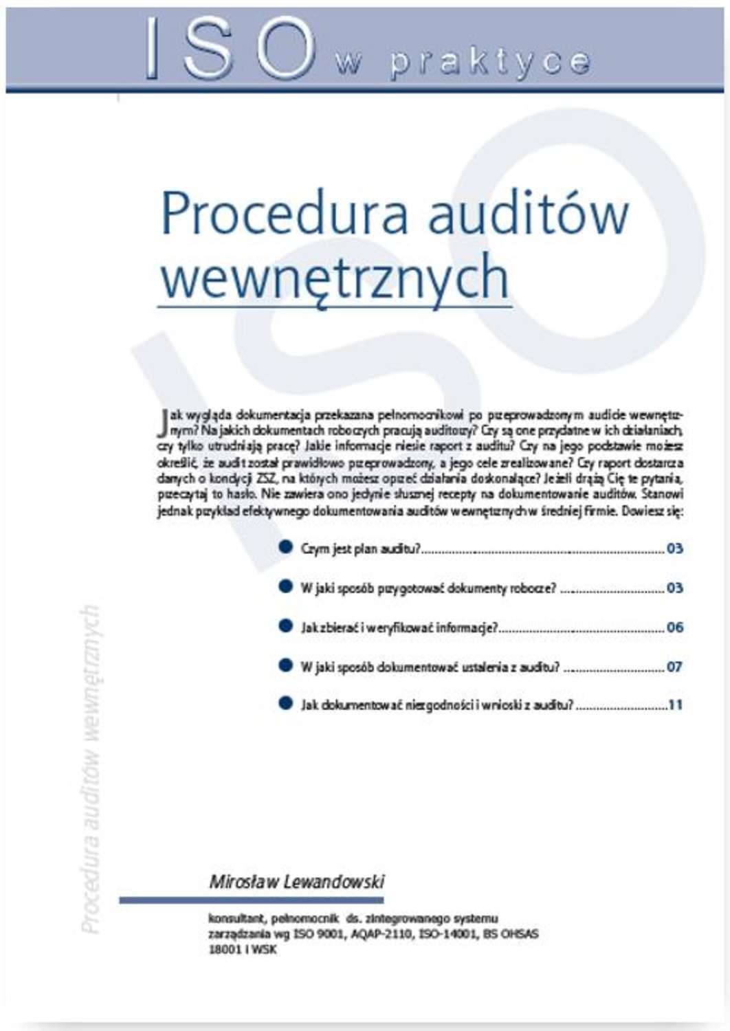 

Procedura auditów wewnętrznych