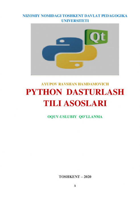 PYTHON дастурлаш тили асослари. Ўқув-услубий қўлланма