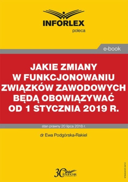 Ewa Podgórska-Rakiel - Jakie zmiany w funkcjonowaniu związków zawodowych będą obowiązywać od 1 stycznia 2019 r.