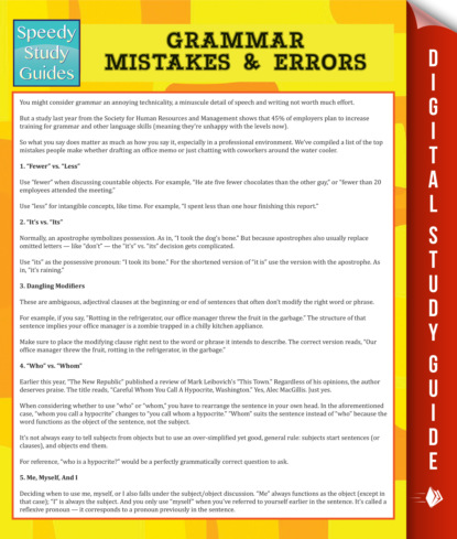 Speedy Publishing - Grammar Mistakes & Errors (Speedy Study Guide)