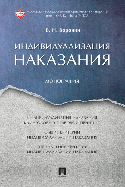 Обложка книги Индивидуализация наказания, В. Н. Воронин